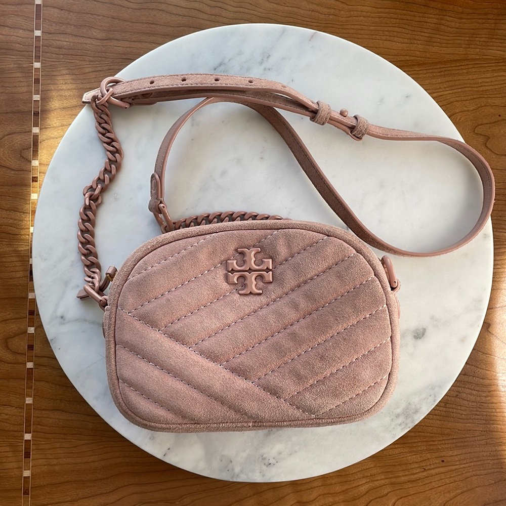 Tory Burch Kira Small Quilted Suede Camera Crossbody